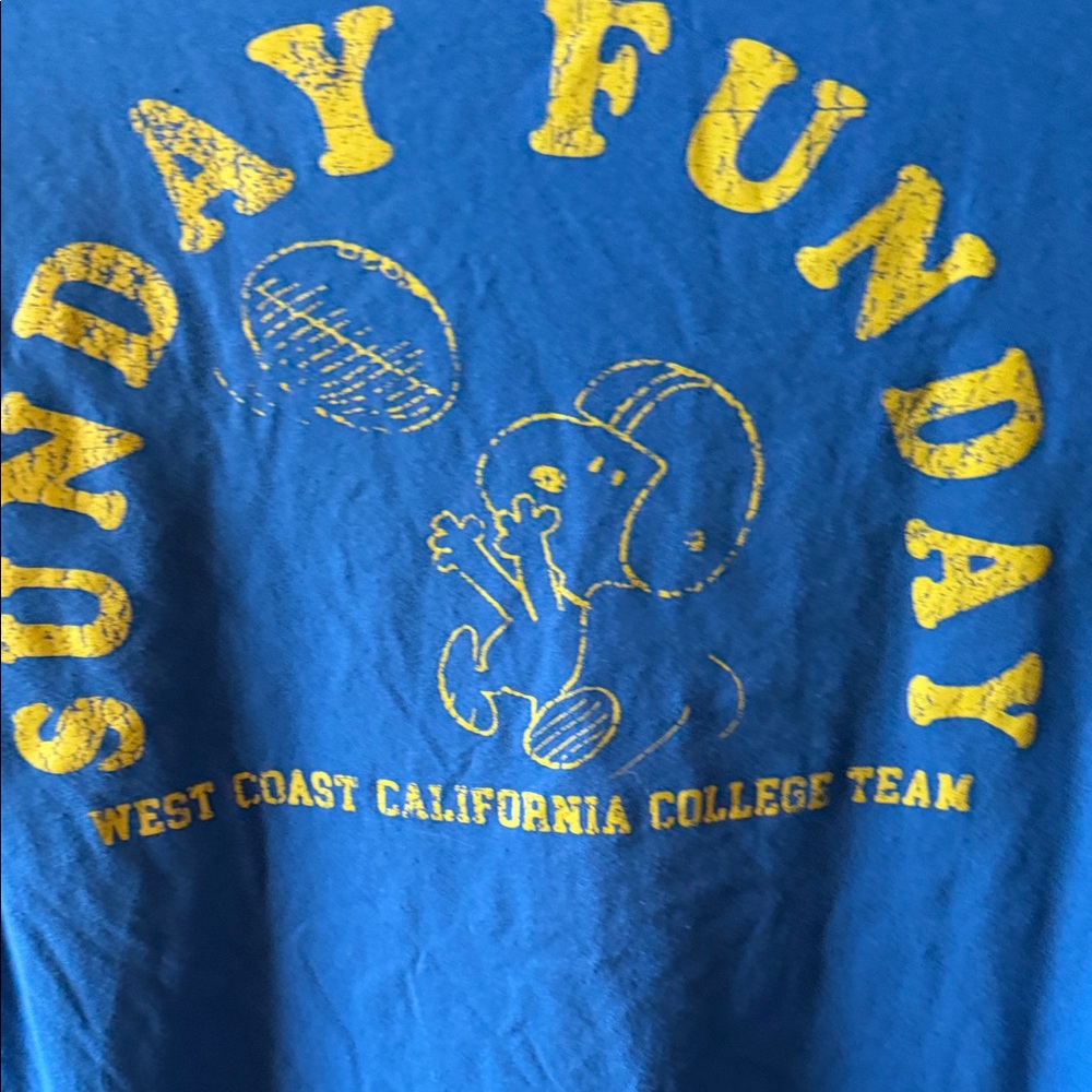 Goodfellow & Co Blue Short Sleeve 'Sunday Funday' Graphic Tee with Yellow Print - Picture 3 of 4